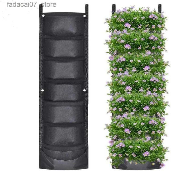 Plantadores potes à prova dwaterproof água vertical pendurado jardim crescer saco plantador vasos de flores layout jardim ao ar livre montagem na parede pendurado vaso de flores interior yq231019