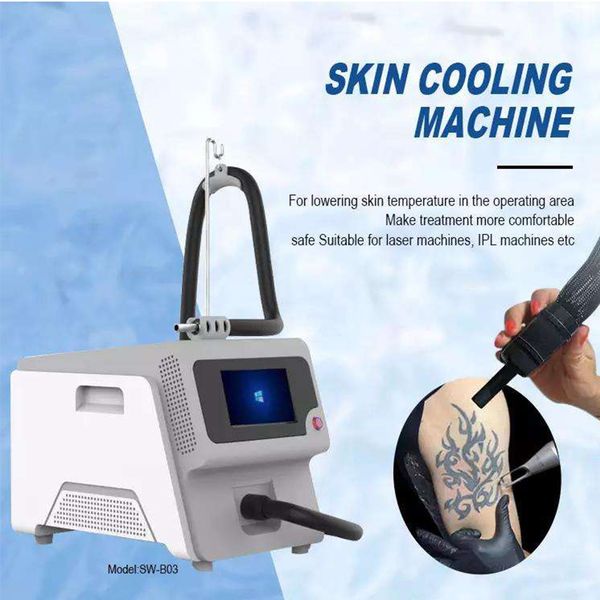 Machine de refroidissement de la peau portable de bureau, dispositif de refroidissement de l'air, réduit la douleur pour des traitements de la peau au laser confortables et sûrs, refroidissement de la peau, réduit les allergies cutanées