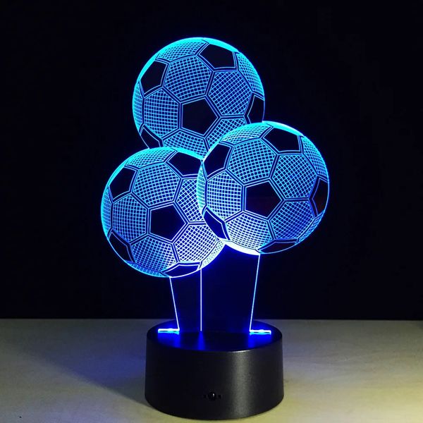 Foosball 7 cores mudança LED 3D futebol luz futebol toque mesa quarto lâmpada decoração aniversário presente de natal esportes entretenimento 231018