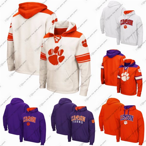 Felpa con cappuccio da uomo Colosseum Charcoal Clemson Tigers Big Tall Arch Logo Purple White Pullover Può personalizzare qualsiasi nome o numero