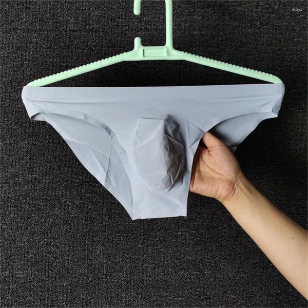 Underpants M-XXXL Uma peça Plus Size Men Underwear Briefs Bulge Ice Silk Calcinha Cintura Baixa Sexy Sem Costura Masculino Ultra-fino
