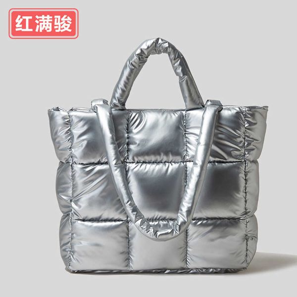 Neue Space Cotton Suit Handheld-Damentasche, einfache und weiche, gefüllte Baumwoll-Umhängetasche mit großer Kapazität, Nine Palace Checker-Handtasche