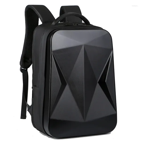 Mochila Hard Shell Men Impermeável Preto 15,6 17,3 Polegadas Laptop USB Carregando Grande Capacidade Back Pack Masculino