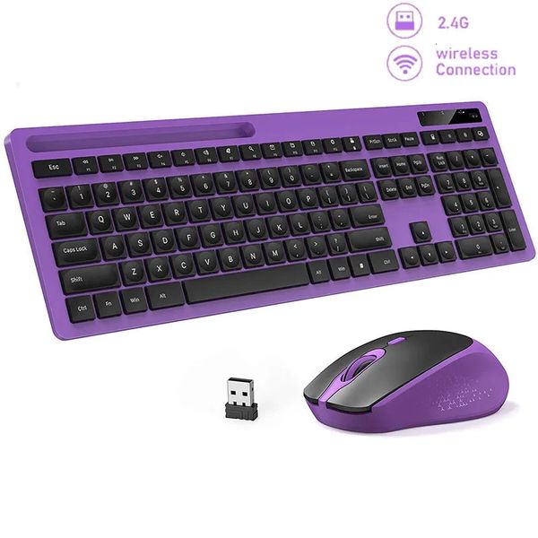 Tastatur-Maus-Kombinationen, kabellos und Combo 2, 4 GHz, Set mit Nano-USB-Empfänger für PC, Desktop, Computer, Laptop, 231019