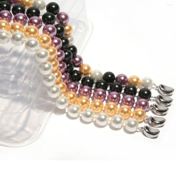 Цепочки 8 10 12 мм, круглое ожерелье из натурального жемчуга в форме ракушки Таити, черное, белое, фиолетовое, золотого цвета, многоцветная цепочка-воротник, подарки для женщин и мам