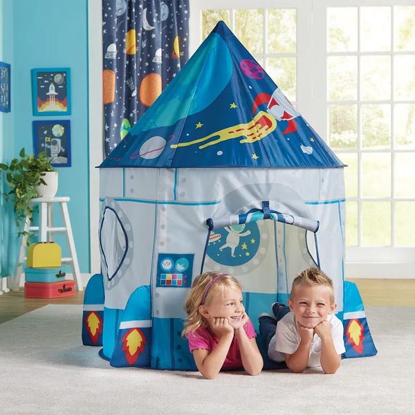 Игрушечные палатки, всплывающая детская палатка «Ракетный корабль» — комнатная игровая палатка «Космический корабль-ракета» для мальчиков и девочек 231019