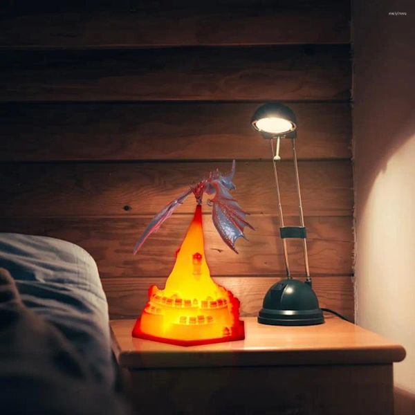 Ночные огни 1 комплект света с USB-кабелем Таинственный PLA креативный светильник с изображением вулкана и дракона, украшение для спальни