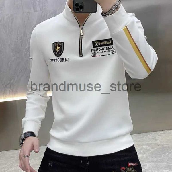 Erkek Ceketler Gold Line Patchwork Fermuar Stand Yaka Sweatshirt Erkek Sokak Giyim Lüks Hayvan Rozeti Kazak Hoodie Erkek Parti Sudadera Hombre J231019