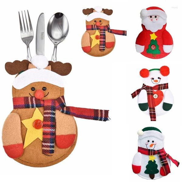 Decorações de natal tampa talheres titular garfo colher bolso decoração saco faca conjunto capa acessórios cozinha suprimentos