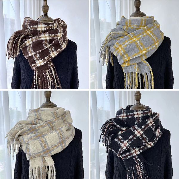 Mode Koreanischen Stil Winter Frauen Schal Warme Große Schals Mit Zwei Seiten Fransen Weiche Mohair Gestreiften Schal Wrap Schal Streifen Schal Hals Wärmer 5 Farben