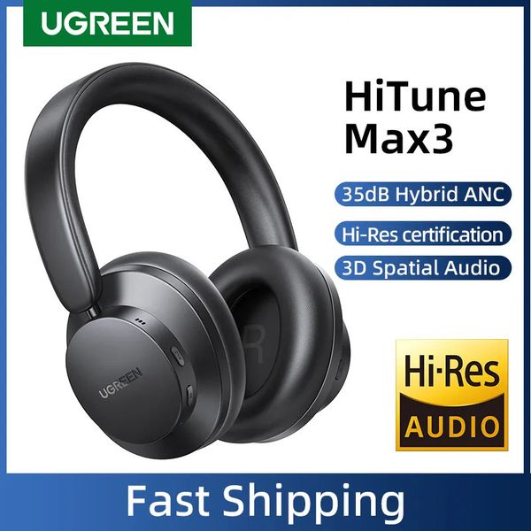 Kopfhörer Ohrhörer UGREEN HiTune Max3 Hybrid 35 dB ANC Kopfhörer mit aktiver Geräuschunterdrückung Kabellos Over-Ear-Bluetooth-Kopfhörer 3D Spatial Audio 231018