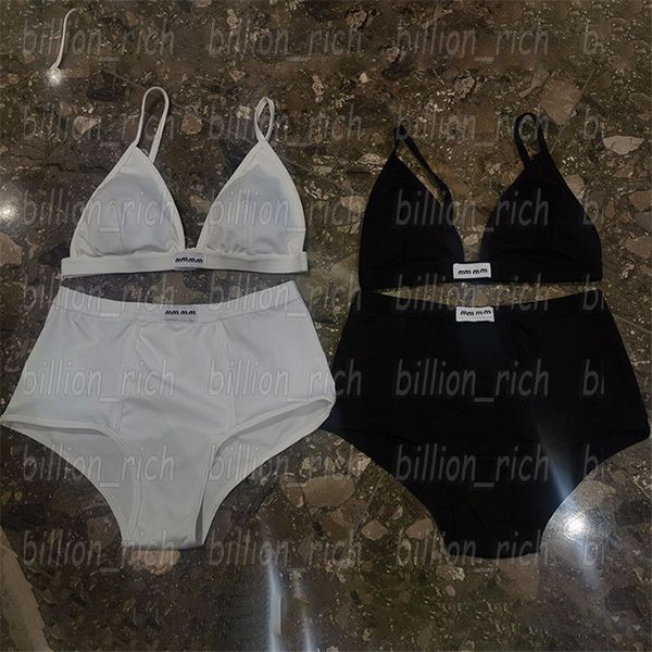 Marca feminina biquinis banho de luxo encantador praia sutiãs briefs conjunto confortável fio livre esportes roupa interior preto branco lingerie esportiva