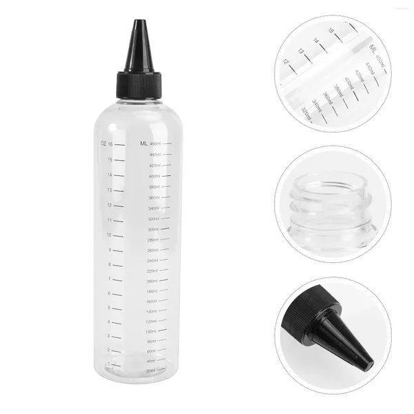 Conjuntos de louça 4 pcs plástico condimento espremer garrafas graduado bico cabelo perm líquido ferramenta de cabeleireiro aplicador de medição