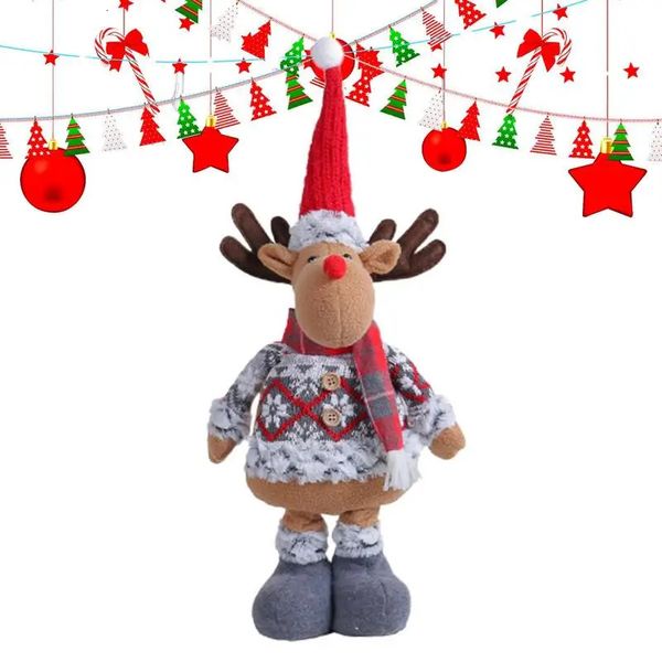 Decorazioni natalizie pupazzo di neve seduto bambola del ringraziamento renna stabile Babbo Natale per ornamento telescopico 231018