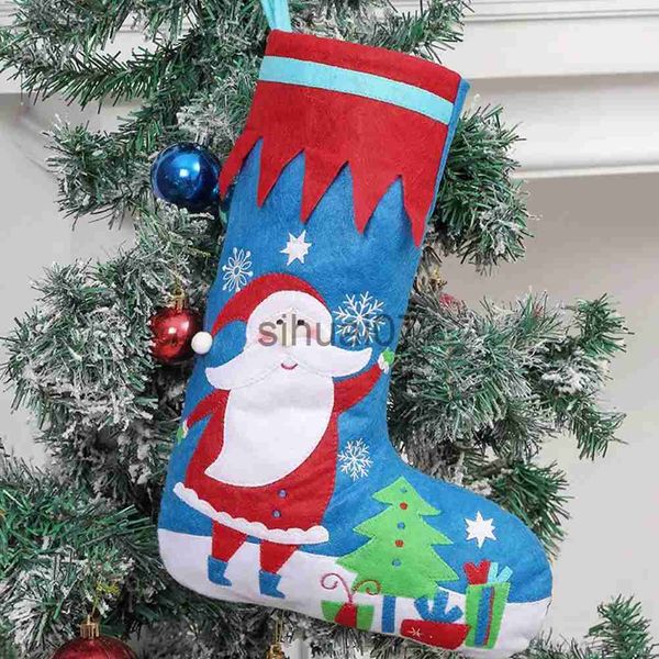 Decorações de Natal Festa de Favor de Christmas Festival Blue Old Man Design Christmas Staking Decoration Gift Socks para um feriado alegre para meninos x1019
