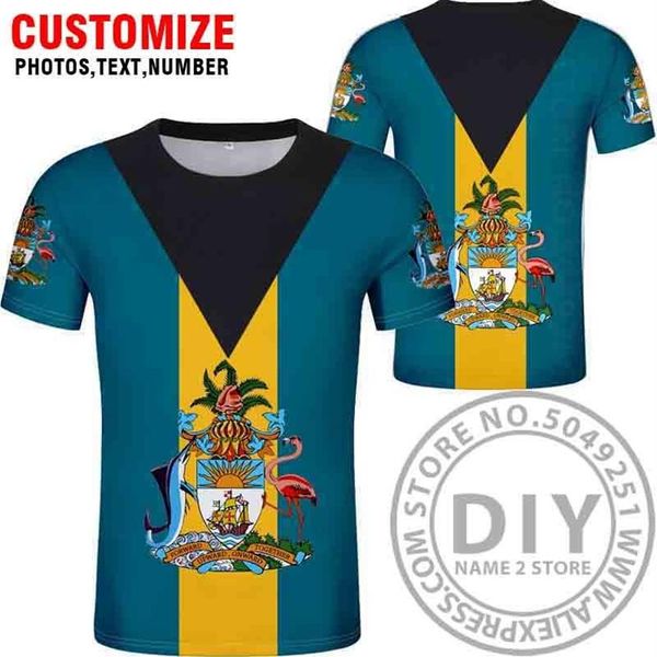 Homens camisetas Bahamas Camiseta Custom Made Nome Número Imprimir Po College Preto Branco Vermelho BHS DIY País T-shirt Bs Bandeira 309B