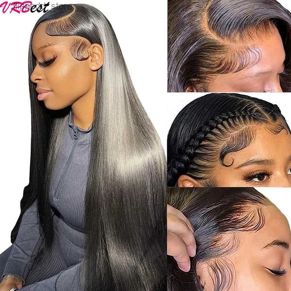 Perucas sintéticas HD Transparente 30inch Straight Lace Frontal Wigs 12A Bob Wig Pré Arrancado Glueless 13x4 Full Lace Front Perucas de Cabelo Humano para Mulheres Q231019