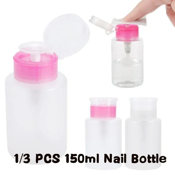 Bottiglie di stoccaggio 1/3 PCS 150ml Vuoto Presse Bottiglia per unghie Pompaggio Dispenser Plastica Polish Remover Cleaner Contenitore Strumenti per manicure