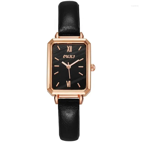 Orologi da polso Orologi da donna alla moda Orologio da donna in pelle di lusso elegante Orologio da polso al quarzo da donna Piccolo quadrante da polso Quadrato