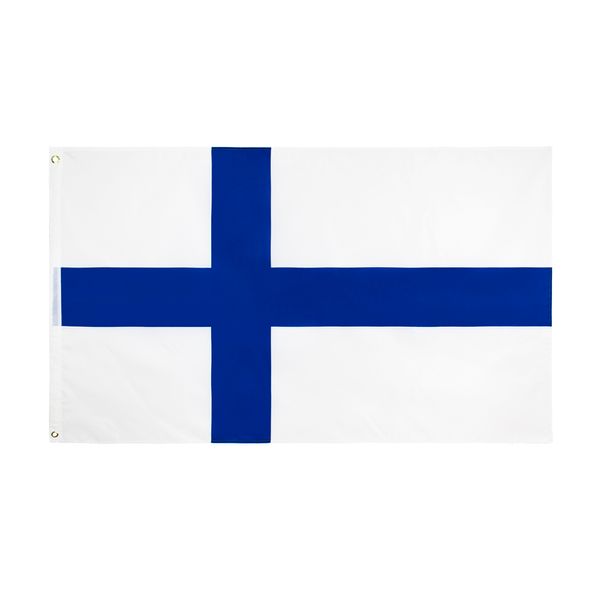 3x5Fts 90x150cm finnische Finn-Nationalflaggen, Finnland-Flagge, Landesbanner, Polyester-Banner für Innen- und Außendekoration, direkter Fabrikgroßhandel
