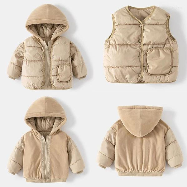 Giù Cappotto 2 Pz/set Bambini Inverno Gilet di Cotone Imbottito Caldo di Spessore Tuta Sportiva per I Bambini Ragazzi in Stile Coreano Scuola di Usura Set di Vestiti