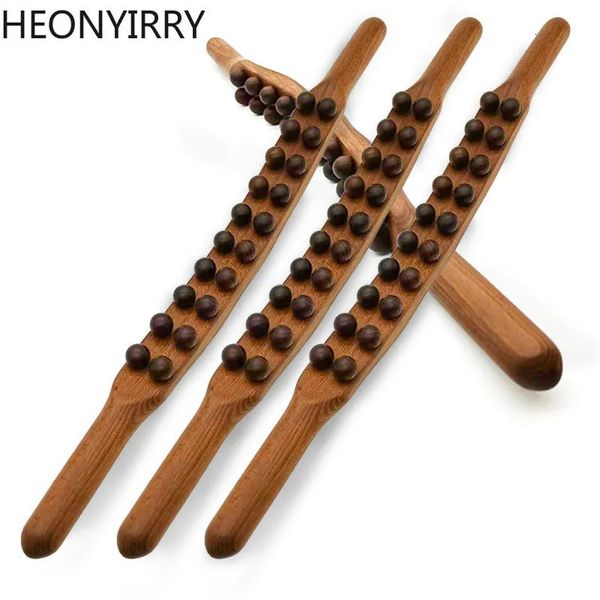 Massageadores de perna 820 contas Gua Sha Massage Stick Carbonizado Madeira Back Scrapping Meridian Therapy Wand Muscle Relaxante Massageador Corporal Guasha 231018