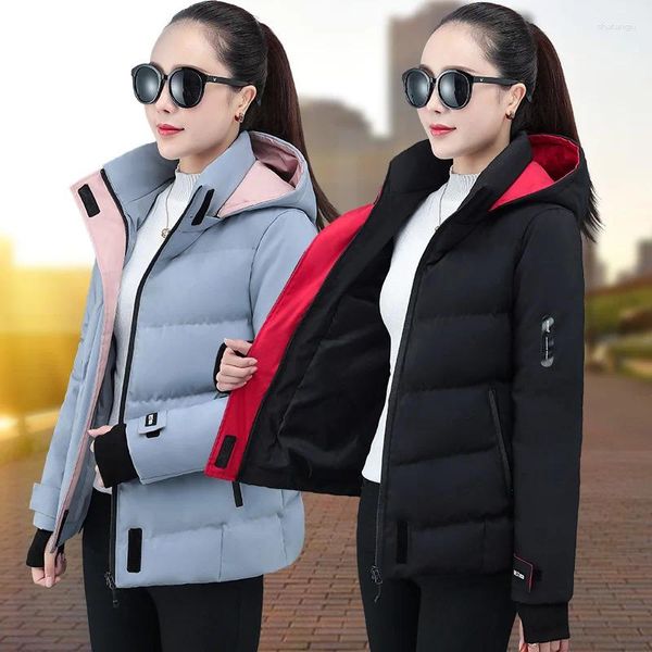 Casacos de trincheira femininos jaquetas agradáveis parkas jaqueta de inverno feminino com capuz casaco de algodão acolchoado quente parka solto casaco outwear xxxl