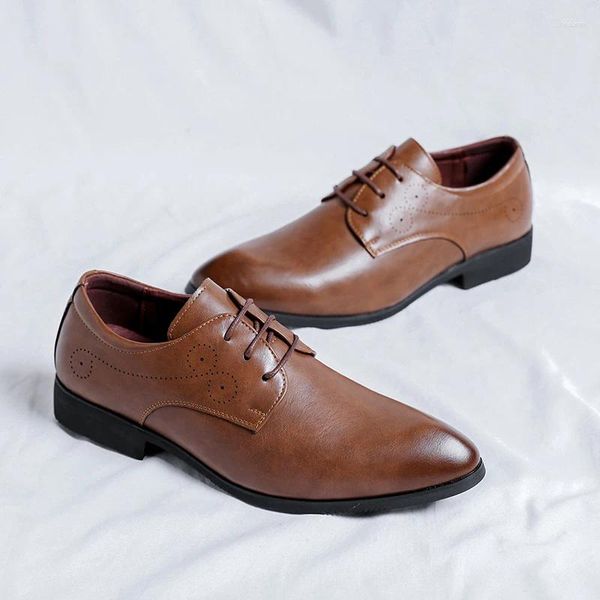 Scarpe eleganti da uomo a punta in vera pelle, minimalista, da lavoro, pendolarismo, casual, consegna gratuita