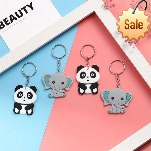Portachiavi in gomma morbida in PVC con animali del fumetto Panda Elefante Mucca Orso Nuovi accessori per ciondoli per borse per bambole Ornamenti carini per donne Bambini