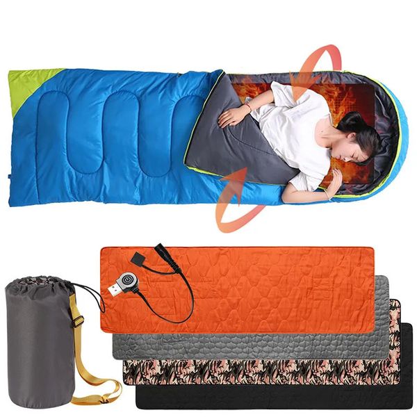 Almofadas ao ar livre Aquecimento USB ao ar livre Tapete de dormir 5 zonas de aquecimento Almofada aquecida elétrica de temperatura ajustável para tapete de barraca de acampamento 198 * 60mm 231018