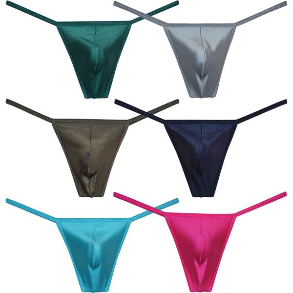 Erkekler Tongs iç çamaşırı parlak spandex torbası t-back jockstraps torbası bağlayıcı g-string mini bikini brifingler mikro tanga külotları