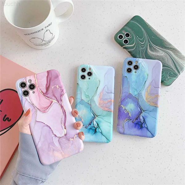 Casos de telefone celular Moskado IMD Symphony Marble Phone Case para iPhone 11 Pro Max 13 Mini X XS Max XR 7 Plus à prova de poeira Mobile Phone Protective Shell L2301019