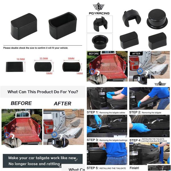 Dodge Ram Ford F Serisi Kamyonlar İçin Dört PCS Bagaj Kapağı Menteşe Pivot Burç Ekleme Kiti Abs Kapı Burçları -Cab22bk Damla Teslimat
