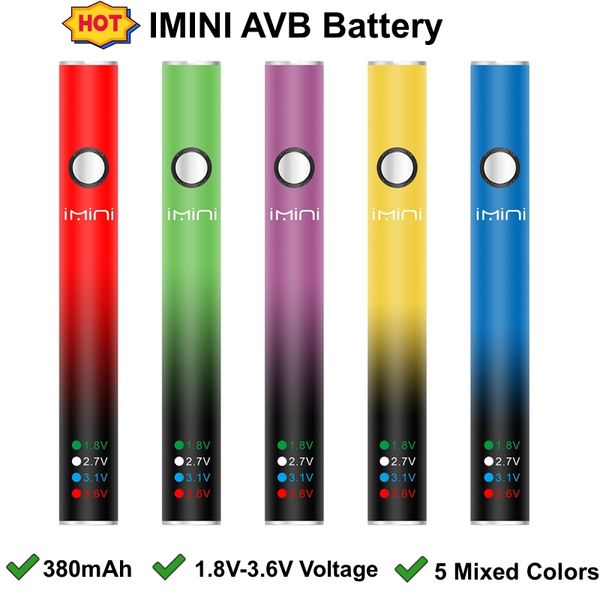 Otantik ucuz imini avb ön ısıtma 380mAh 1.8V-3.6V 510 Kalın yağ vape kartuşları için USB şarj cihazı ile ayarlanabilir akü değişken voltajı tank atomizerleri