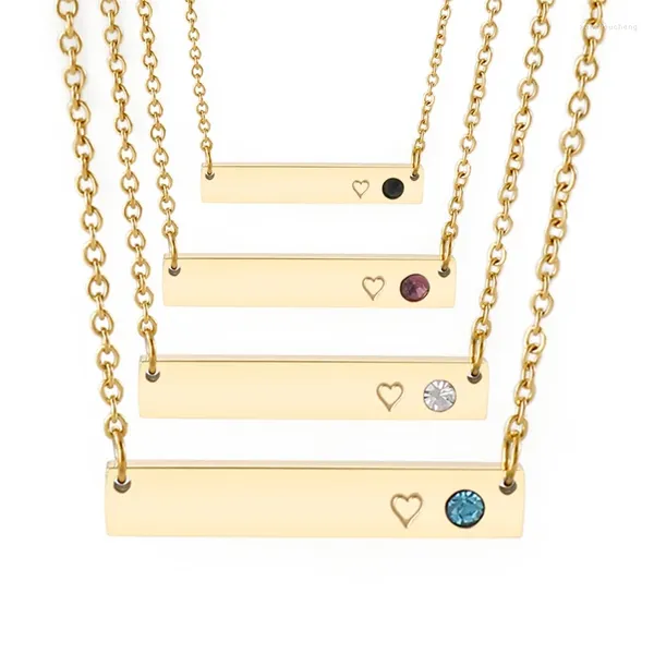 Colares de pingente nome personalizado barra quadrada colar personalizado ouro de aço inoxidável 3 cores presente feminino/masculino