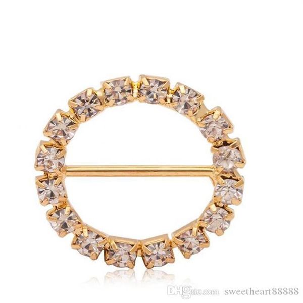 100 pçs / lote 20mm Rodada Strass Cristal Pin Broches 14mm Bar Convite Fita Cadeira Capas Slider Sashes Arcos Fivelas L3099266x