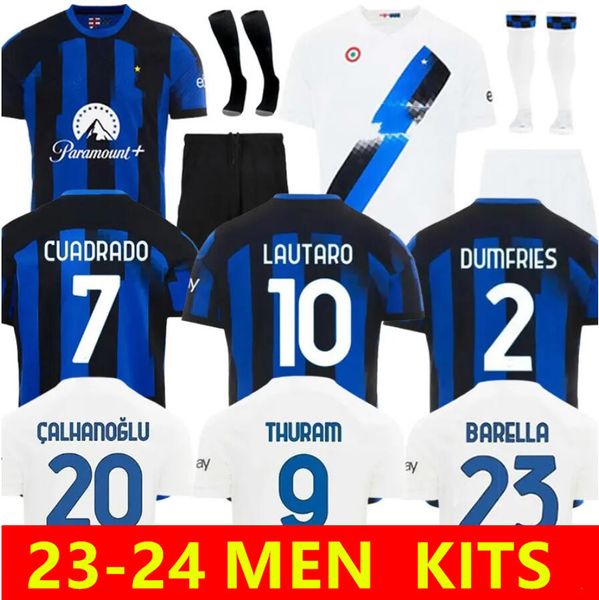 23/24 LAUTARO Fußballtrikot für Erwachsene, Kits 2023 2024 BARELLA CALHANOGLU GAGLIARDINI DZEKO MILANS LAUTARO VIDAL J. CORREA Milan Set Socke Inters-Fußballtrikot