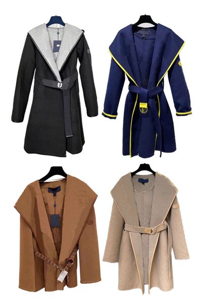 Trench coat feminino mistura casacos design moda outono inverno feminino sobretudos longos moda jaquetas quentes parka casual senhora casaco flexível outwear com cinto