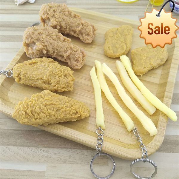 Simulazione Cibo Portachiavi Cosce di pollo Portachiavi Design unico Patatine fritte Ciondolo Giocattolo per bambini Regalo creativo