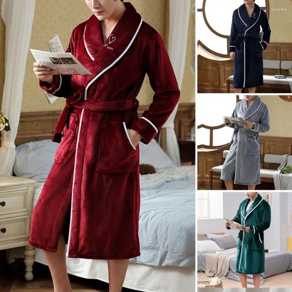 Herren-Nachtwäsche, hochwertiger Bademantel, superweich, saugfähig, für den Winter, mit Taschen-Design, gemütlicher Paar-Pyjama für zu Hause