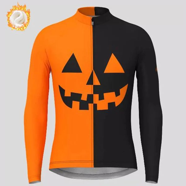 Jaquetas de ciclismo Halloween padrão inverno velo ciclismo jerseys homens ao ar livre mountain bike equitação roupas manga longa jaquetas de bicicleta quentes 231018