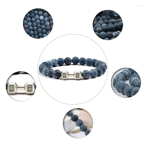 Strand Bracciale elastico con ametista occhio di tigre naturale Bracciale classico da uomo con manubri energetici Bilanciere da donna per coppia Fitness Regalo di gioielli di moda