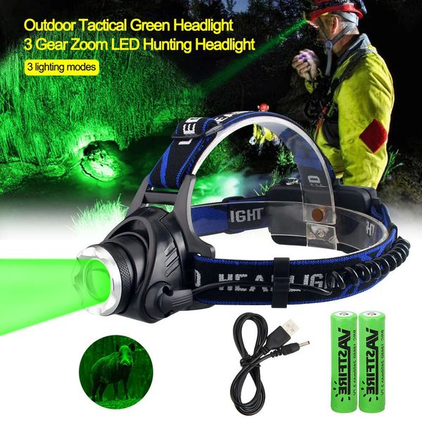 Outdoor Gadgets 2000LM Zoombarer Scheinwerfer Grün/Rot/UV 395 nm Licht Outdoor UV-Scheinwerfer Wasserdichter USB-Stirnlampe 3 Modi Taschenlampe Jagdlaterne 231018