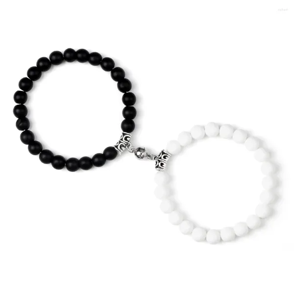 Strand Fashion 2pcs/Set Doğal Taş Çift Manyetik Bilezikler Sevgili Arkadaşlık Hediyesi İçin Kadın Erkek Erkek Halat Bangles Mıknatıs Takı