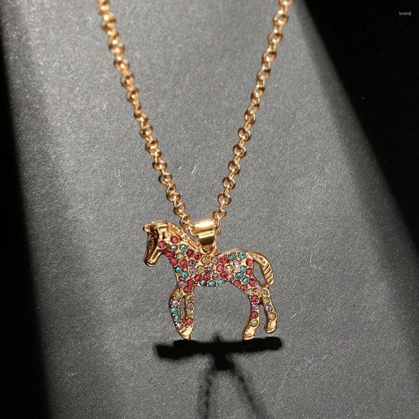 Pingente colares pônei cristal cavalo colar mulheres luxo jóias acessórios moda gargantilha collier para festa jóias presentes