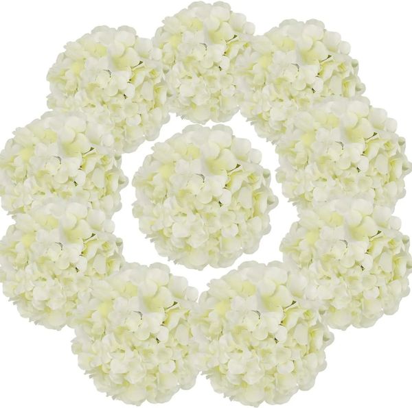 Künstliches Blumengrün, 5 Packungen mit 54 Köpfen aus Seide, Hortensienköpfe, künstliche Blumenköpfe mit Stielen für Zuhause, Hochzeit, Brautparty, Geburtstagsfeier, Dekoration 230819