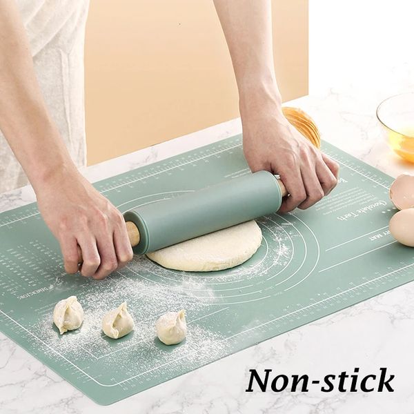 Rolling Pins Placas de pastelaria 45x60cm Almofada de silicone Nordic Baking Mat Folha Cozinha Amassar Massa Mat com escala Bakeware Acessórios de cozimento Ferramentas 231018