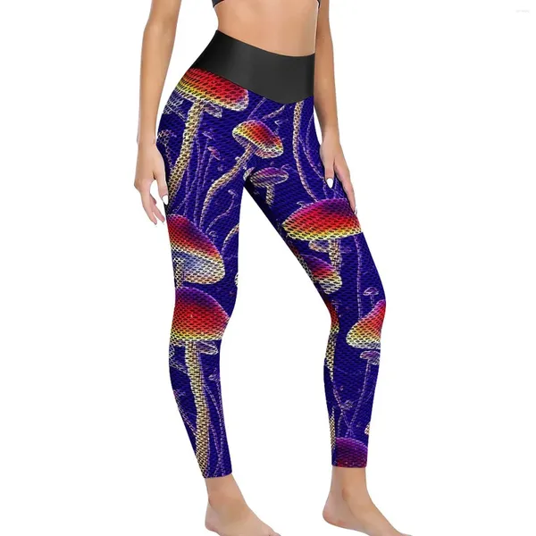 Calças ativas cogumelos mágicos yoga cogumelo impressão correndo leggings push up sem costura calças esportivas senhora design elegante legging presente