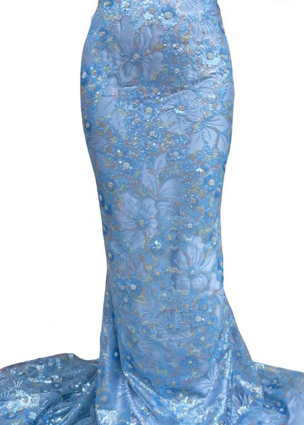 Luxuriöses Brautkleid, französischer Netz-Pailletten-Tüll, 5 Yards, Stickereistoff, afrikanischer Hochzeitsabend, hochwertiger moderner nigerianischer Bekleidungsstoff, neuestes KY-6171