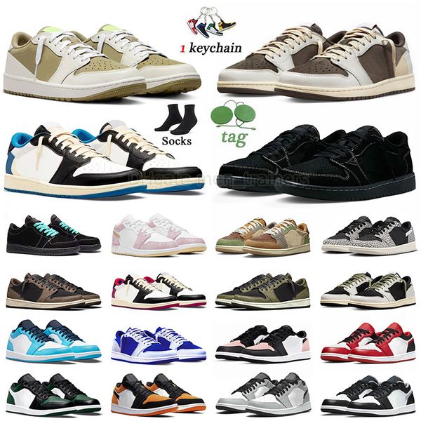 1s Low Mens Jumpman 1 Tênis de Basquete Ts Golf Olive Reverse Mocha Black Phantom UNC Bred Fragmento Travis Cactus Jack Womens Sneakers Treinadores Tamanho 13